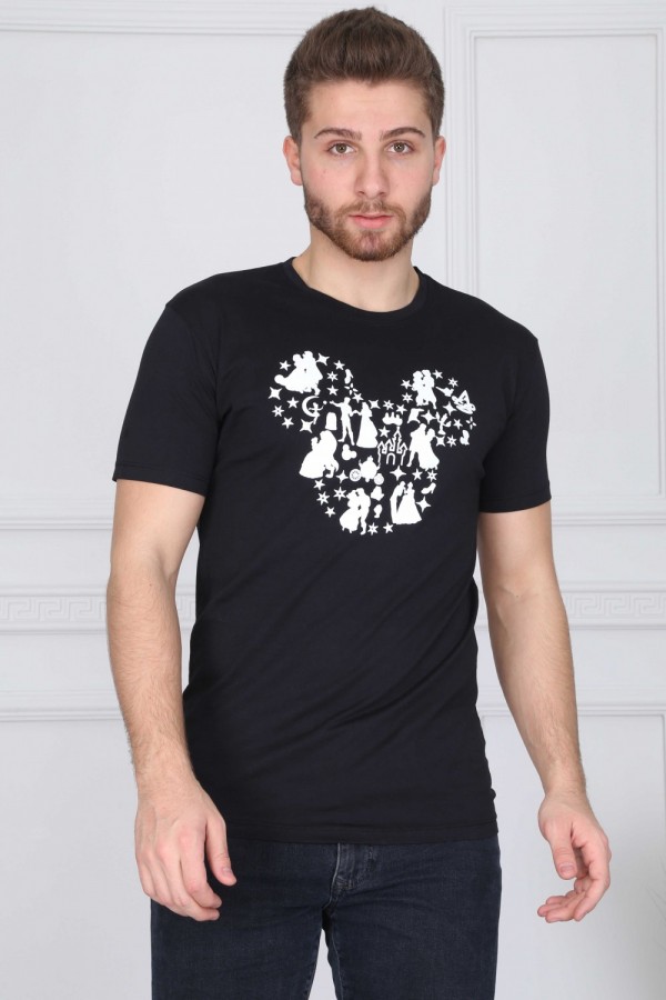 Men casual t-shirt, mickey mouse type print, black color, model 8742
